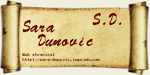 Sara Dunović vizit kartica